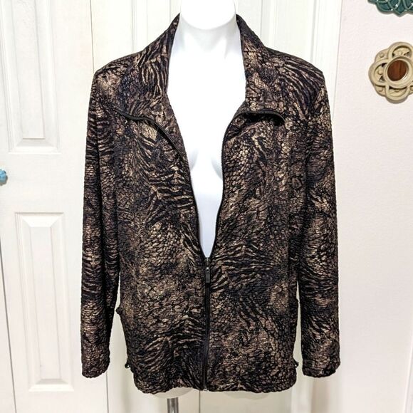 NWOT JM Collection Animal Print  Zip Up Jacket Drawstring Bottom - Picture 2 of 13